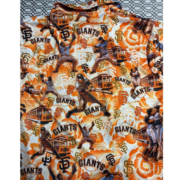 San Francisco Giants MLB All Over Print Button Up Shirt Orange Mens XL SF Cable - Picture 6 of 6
